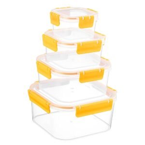 SET CUADRADO PORTA ALIMENTOS CLARO 4 PIEZAS